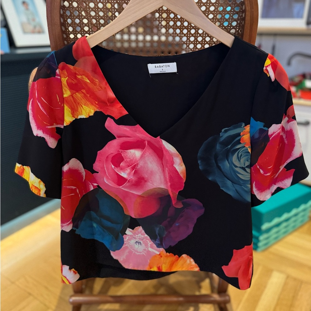FINAL CHANCE Aritzia Babaton Black Floral Top